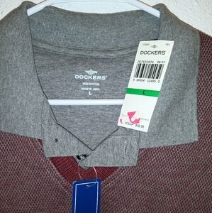 NWT Men's Dockers Long Sleeve Polo Shirt L